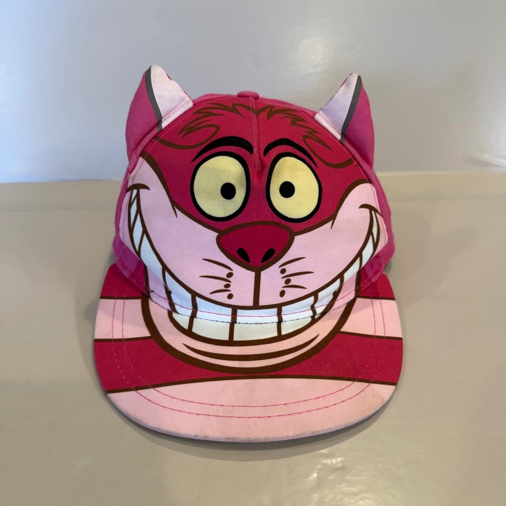 Disney Parks Alice in Wonderland Cheshire Cat Snapback Hat Pink Purple 3D Ears